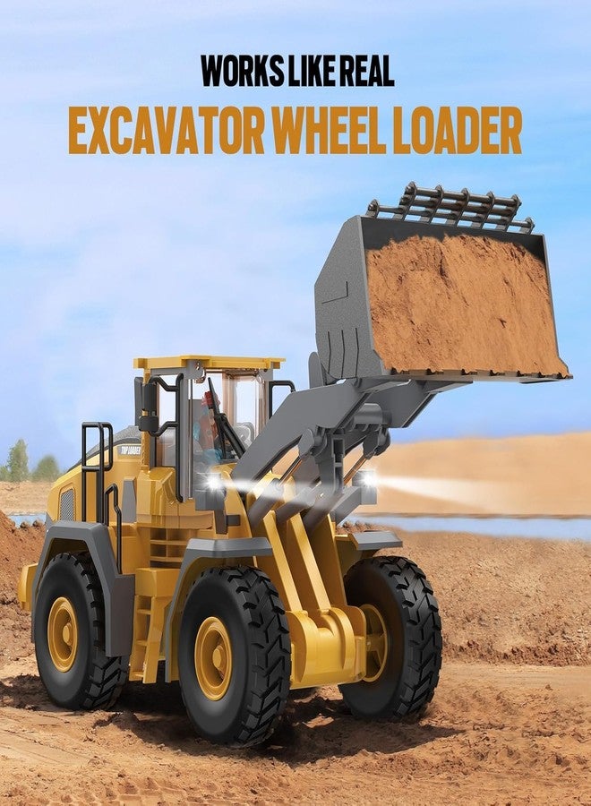 KING FORU 9-Channel Metal RC Wheel Loader - Remote Control Kids Construction Play Toys with Realistic Lights and Sound, 1:20 Scale, Tractor Toys for 3+ Boys, Perfect 2025 Kids Birthday Gift - Image 5